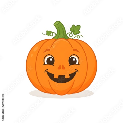 Cute cartoon pumpkin with a happy smiling face