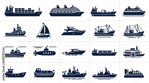 Photos Collection of various ship and boat types.