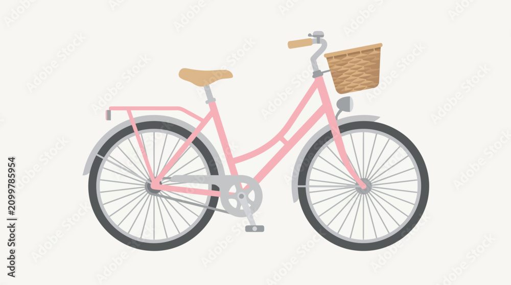 Fototapeta premium A pink bicycle with a basket.