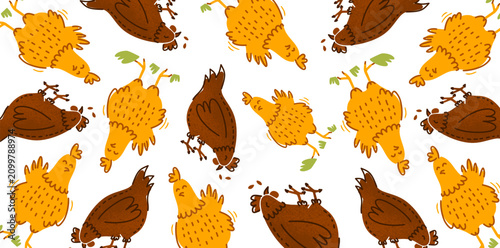 Cuadro en lienzo seamless pattern with cute barnyard bird and chick design
