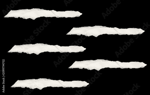 Torn Paper Brush Set – Five Scattered Dynamic Ripped Strips on Black
