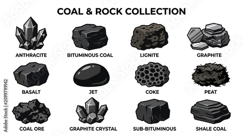 Quadro su tela Assortment of Coal and Rock Samples