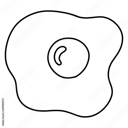 cartoon illustration outline of a fried egg 