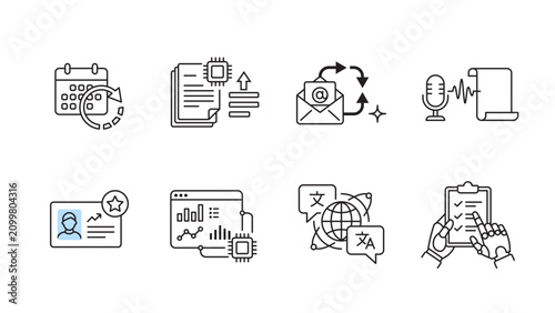 Konstfotografi Icon Set of AI Automation Tools and Productivity Features