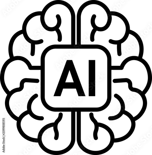 artificial intelligence ai brain chip clipart vector outline