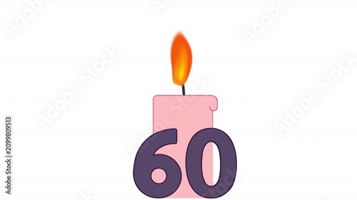 60th Anniversary Celebration. Anniversary Date Animation, Alpha Channel. Cartoon