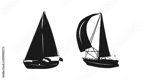 Photos set of sailboats. sailboat icon