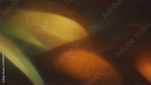Foto Stacked glowing shapes drifting through murky retro projection blur