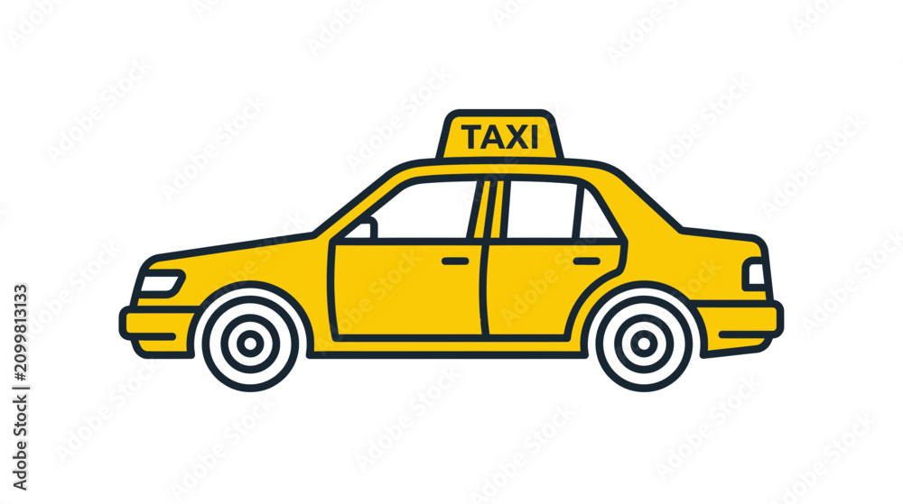 Obraz premium Yellow Taxi Cab Vehicle Illustration