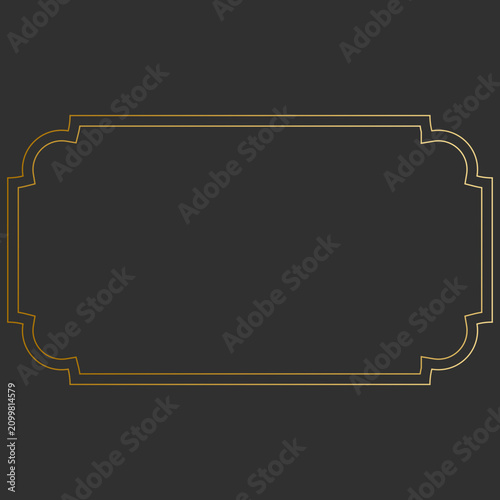 Classic double-frame shape with gold accents against a dark background.