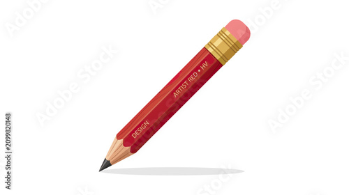 Tableau sur toile Red Pencil with Eraser and Gold Ferrule