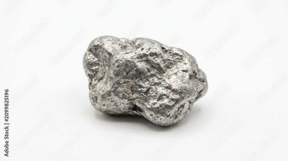 Obraz premium Rare native organic raw silver nugget isolated on white background