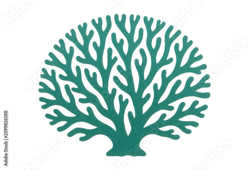 Teal Coral Tree Design Element Transparent Background