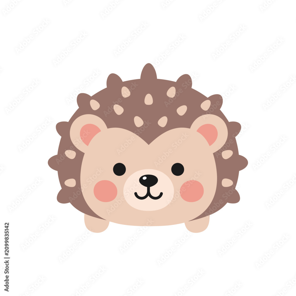 Fototapeta premium Cute Hedgehog Cartoon Character, Adorable, Kawaii Animal Illustration