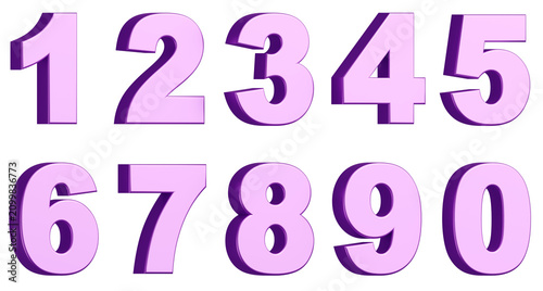 Schilderij op canvas 3D素材_数字_メタリック_紫