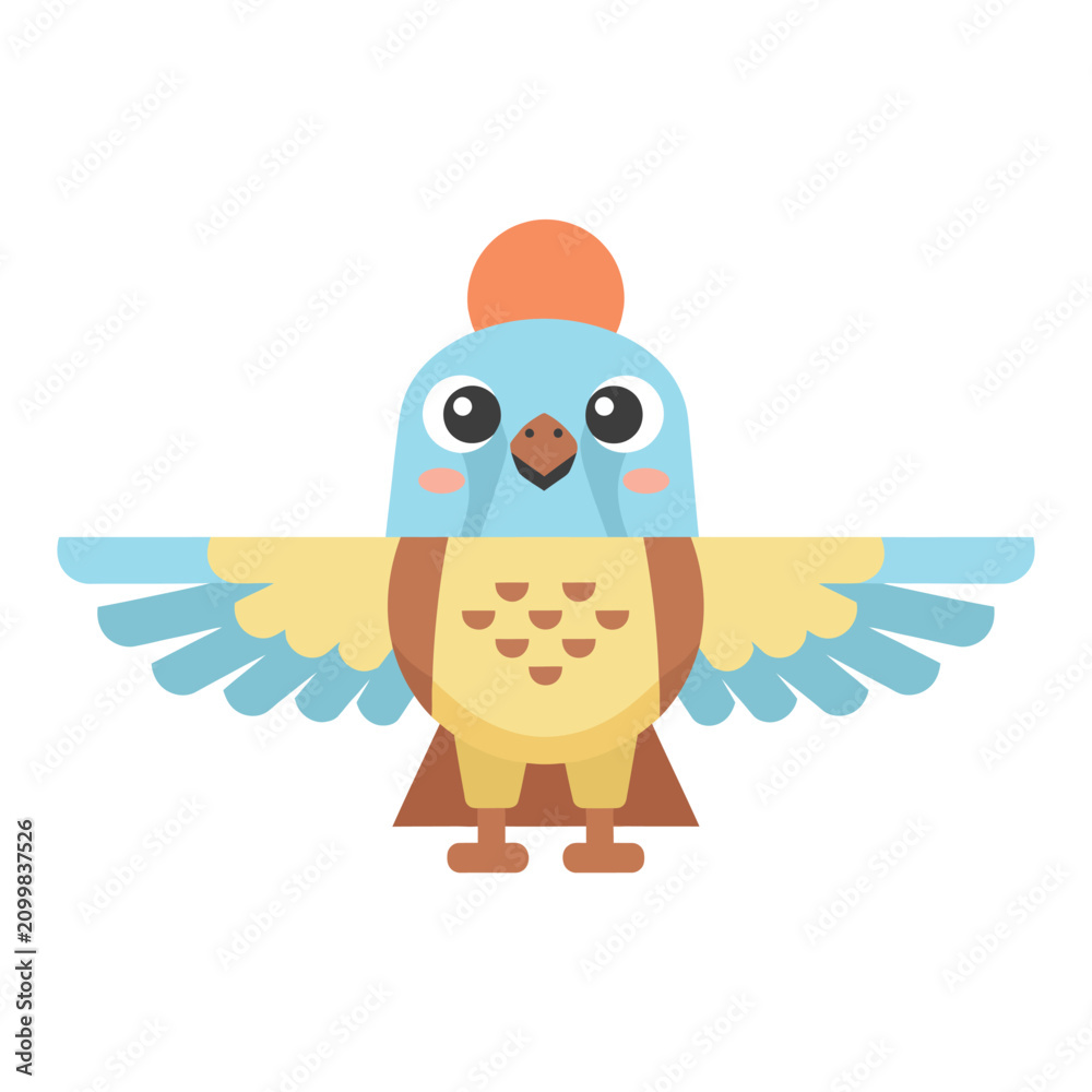 Obraz premium Ancient Egyptian winged bird icon for god Horus and protection symbol isolated on white background.