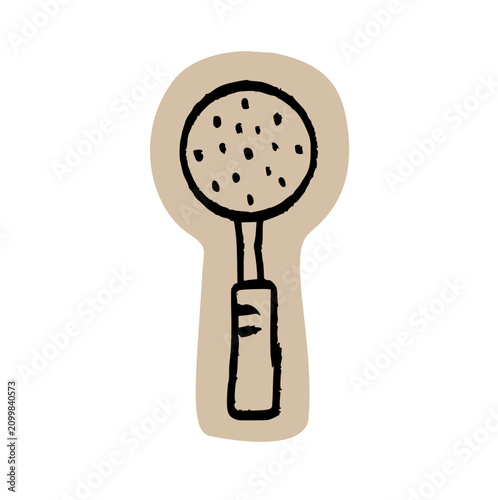 Skimmer spoon scrapbook collage, strainer utensil, slotted spoon, cooking tool, frying skimmer, sieving ladle, food equipment, handmade junk journal cutout