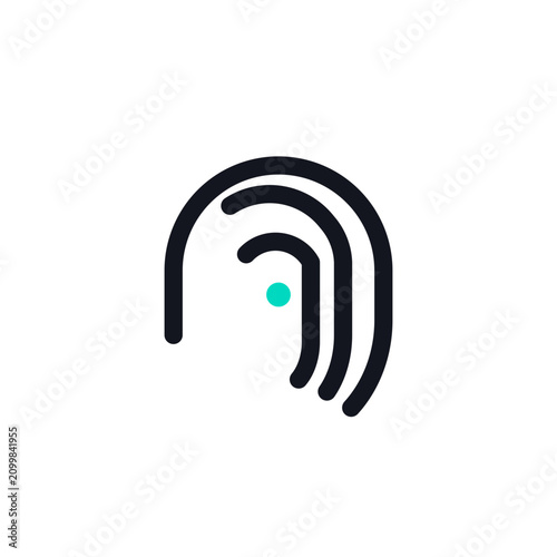 Biometric Fingerprint Icon - Security Technology Vector Illustration