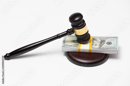Bild auf Leinwand Bribe currency, gavel fraud