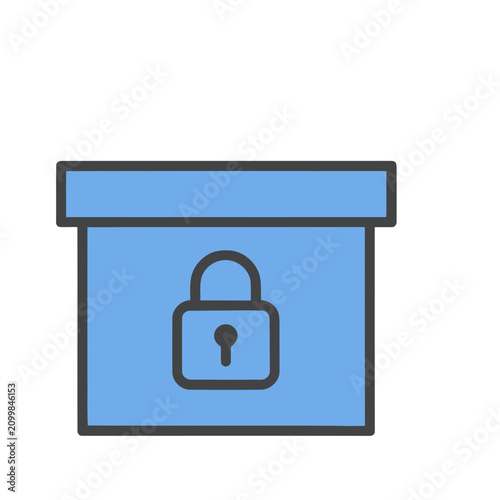 Blue box with lock icon