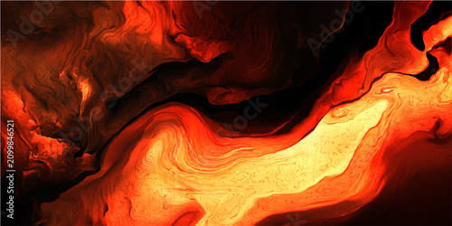 Tablou pe pânză Abstract fiery molten lava flow with vibrant orange and red swirling patterns, e