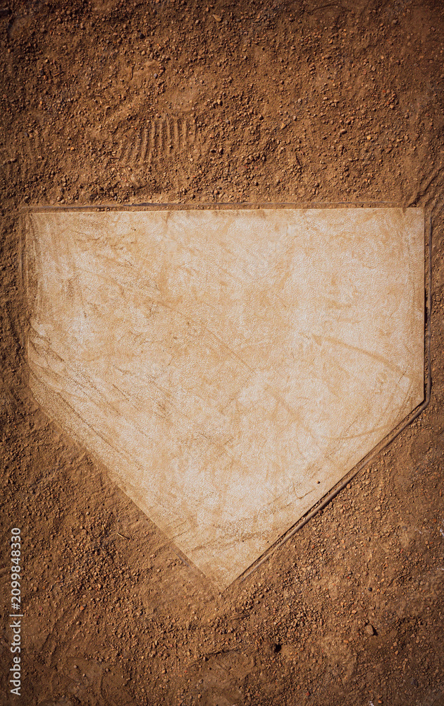 Obraz premium Baseball and softball home plate viewed from above