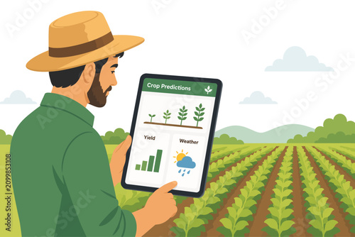farmer using crop prediction app ai powered agriculture technology farming agricultural rural