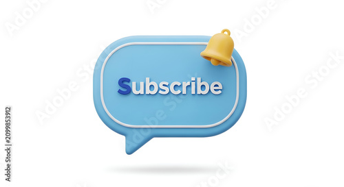 3D illustration of a blue speech bubble with the word 