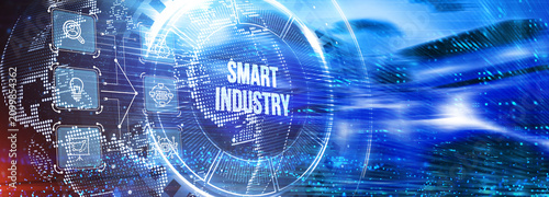 Smart industry 4.0 manufacturing technology concept. 3d illustration