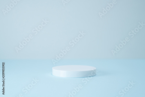 Minimalist Round Product Display Podium on Light Blue Background