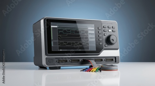 Obraz na płótnie Logic analyzer 3D render, digital signal analysis instrument, embedded system debugging device, electronics laboratory equipment, engineering measurement platform, diagnostic analyzer