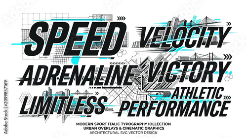 Foto Modern Sport Typography Collection - Urban Overlays