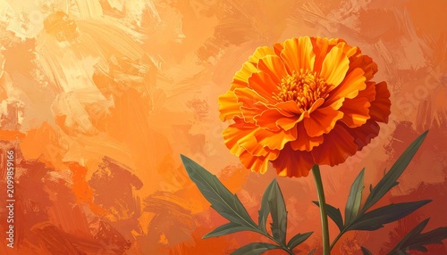 Vibrant orange marigold flower in bloom.