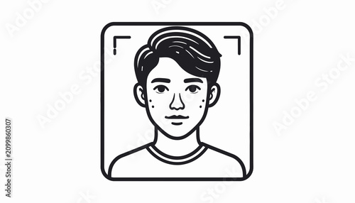 Fotografi Young man with short dark hair.