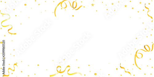 Konstfotografi Gold Confetti Border With Streamers Celebration Party Background For Invitations