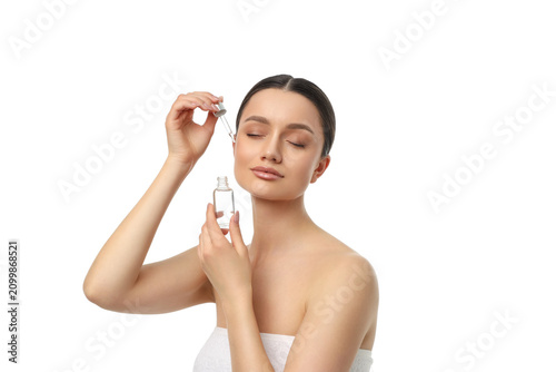Cuadro en lienzo Woman enjoys a beauty treatment enhancing her skin, isolated, PNG