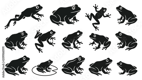 Foto Collection of Black Frog Silhouettes in Various Poses