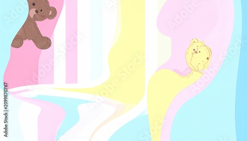 Pastel Dreamscape - A Whimsical Journey Through Soft Hues and Playful Shapes.