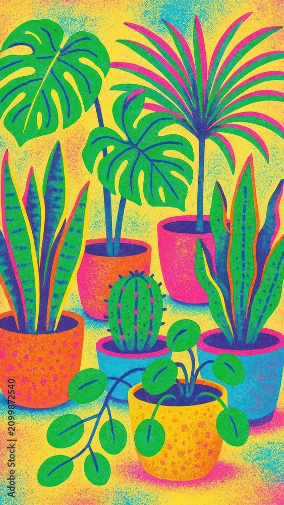 Obraz premium Vibrant tropical plants mobile wallpaper