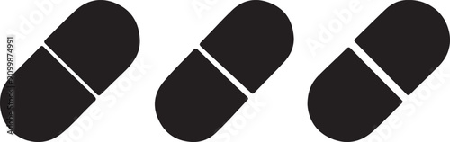 Photography Three pill icons with white dividing lines isolated graphic design