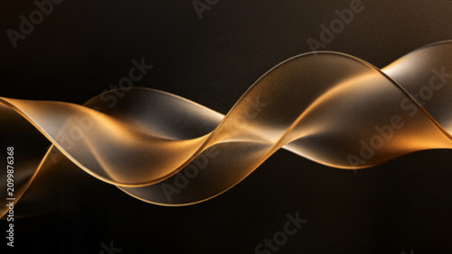 Принти на полотні Abstract grainy glassmorphism background with flowing translucent gold fluid waves on a dark backdrop for premium luxury product presentation designs