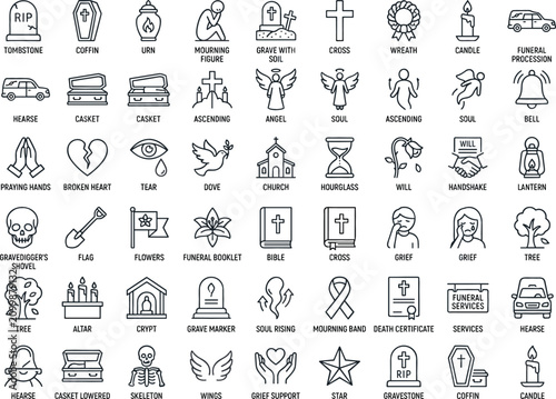 Canvastavla Funeral and mourning icons with symbols of grief remembrance and afterlife ritua