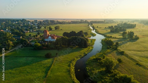 Obraz na płótnie Medieval castle and Liwiec river in Liw, village in Wegrow County, Masovia region of Poland