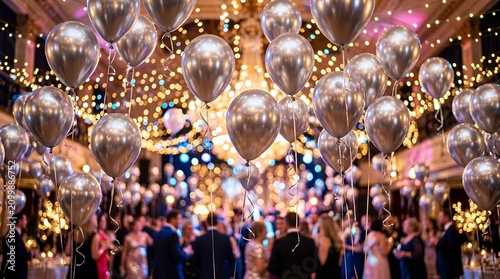 Elegant Celebration Balloons Luxury Gala Event & Festive Lights Atmosphere