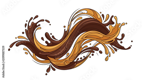 Schilderij op canvas Chocolate and Caramel Swirl Splash