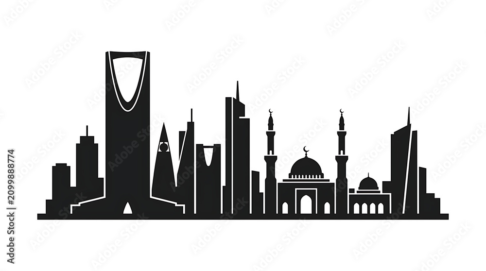 Obraz premium Riyadh city skyline silhouette vector illustration