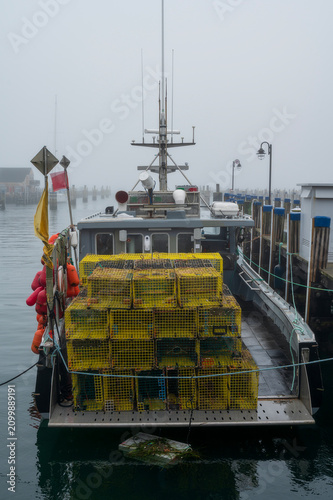 Fishing Trawlers moored in a marina in Nantucket Island, MA