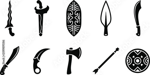 Photos Heritage weapons shield armor templates portfolio representing asymmetrical wavy