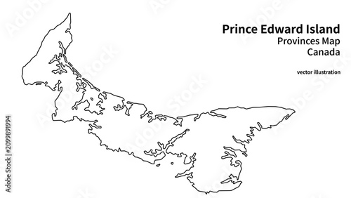 Bild auf Leinwand Prince Edward Island Map with Province Boundaries, Minimal Canada Island Adminis