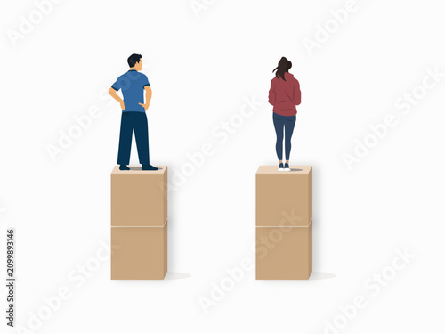 Equality and equal conditions concept with people standing at the same level